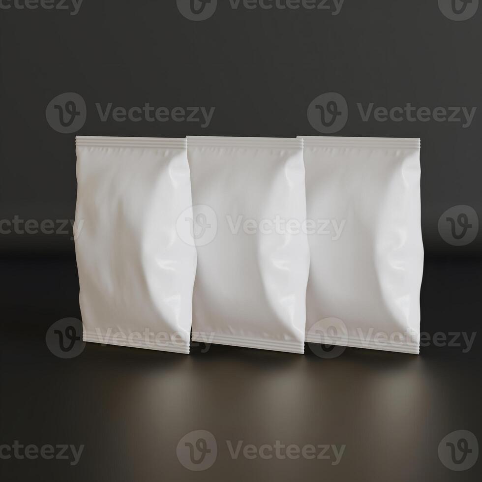 Realistic snack for chips potato and etc. white color black background rendering 3D illustration photo