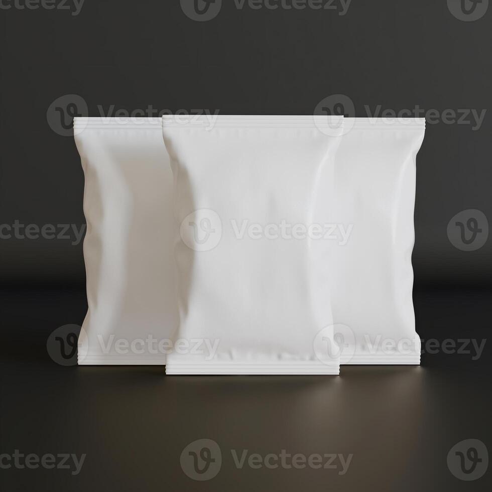 Realistic snack for chips potato and etc. white color black background rendering 3D illustration photo