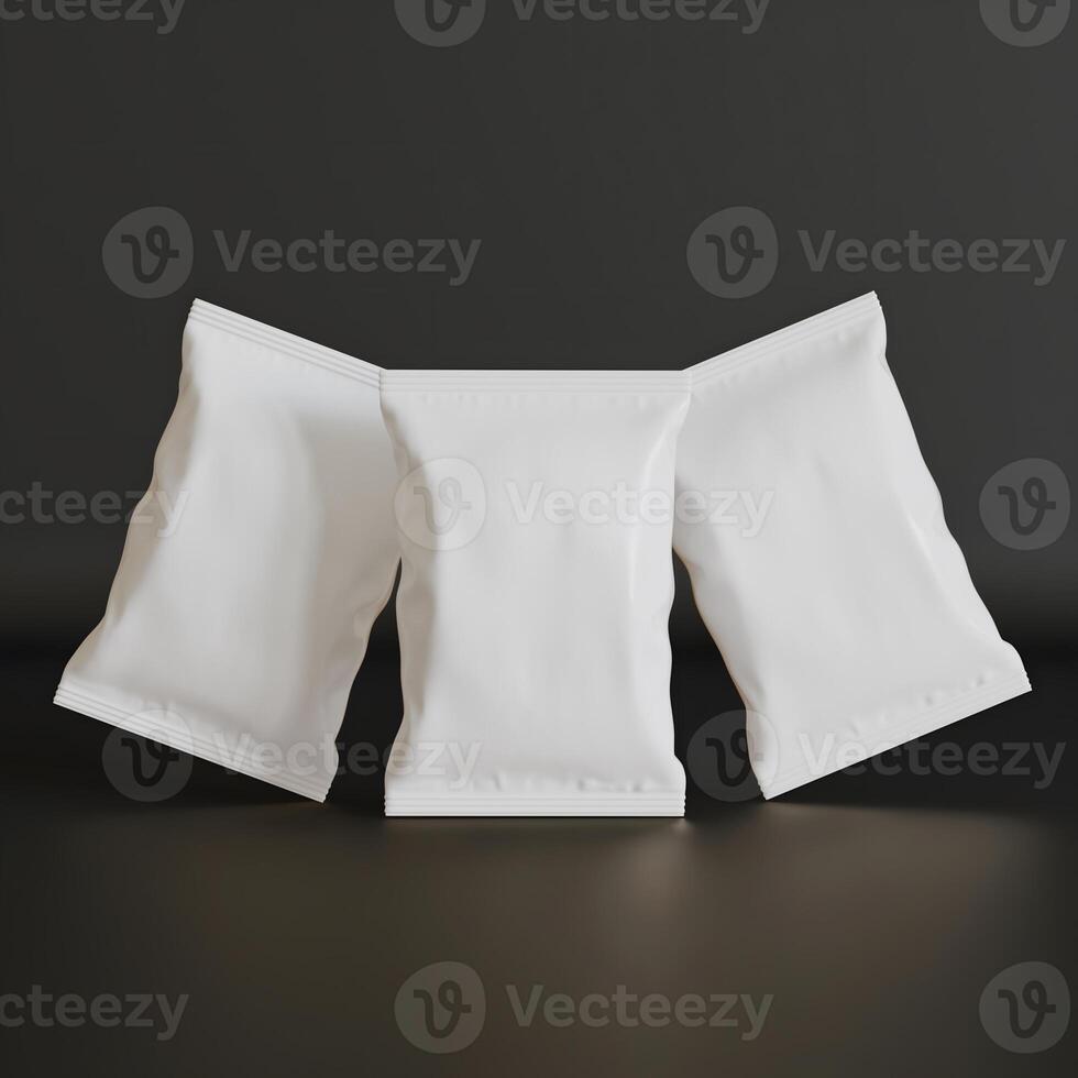 Realistic snack for chips potato and etc. white color black background rendering 3D illustration photo