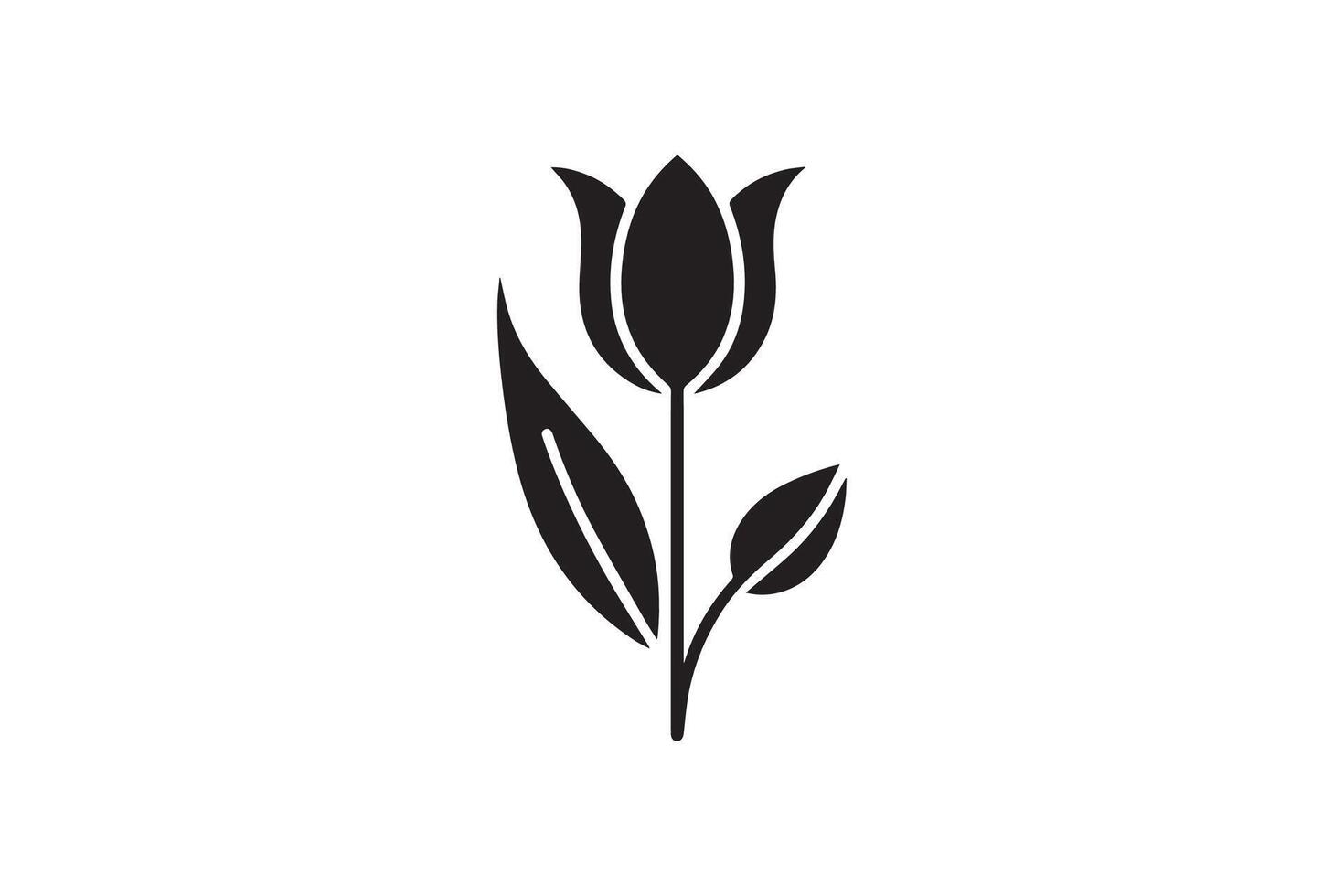 Modern Minimalistic tulip silhouette isolated black color in white background, Tulip , Tulip silhouette. Isoleted art work vector