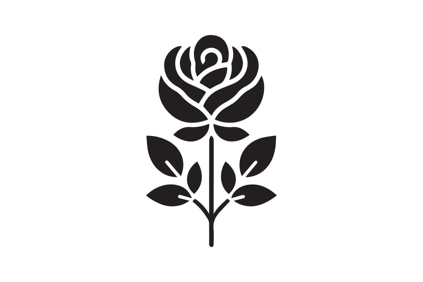 Simple Rose silhouette isolated black color in white background, Rose flower, Rose , Rose Ornaments vector