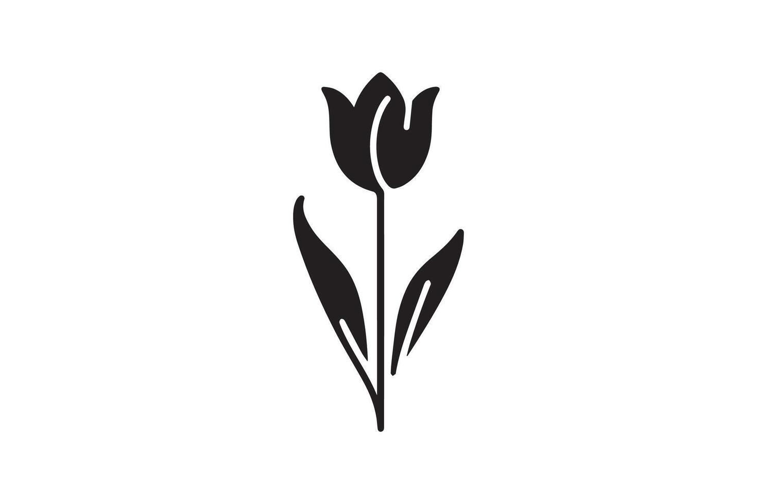 Modern Minimalistic tulip silhouette isolated black color in white background, Tulip , Tulip silhouette. Isoleted art work vector