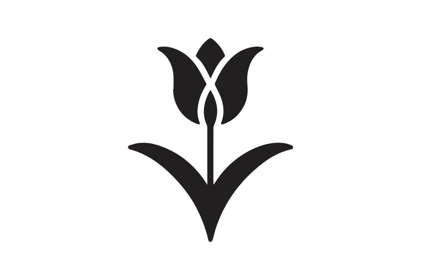 Modern Minimalistic tulip silhouette isolated black color in white background, Tulip , Tulip silhouette. Isoleted art work vector