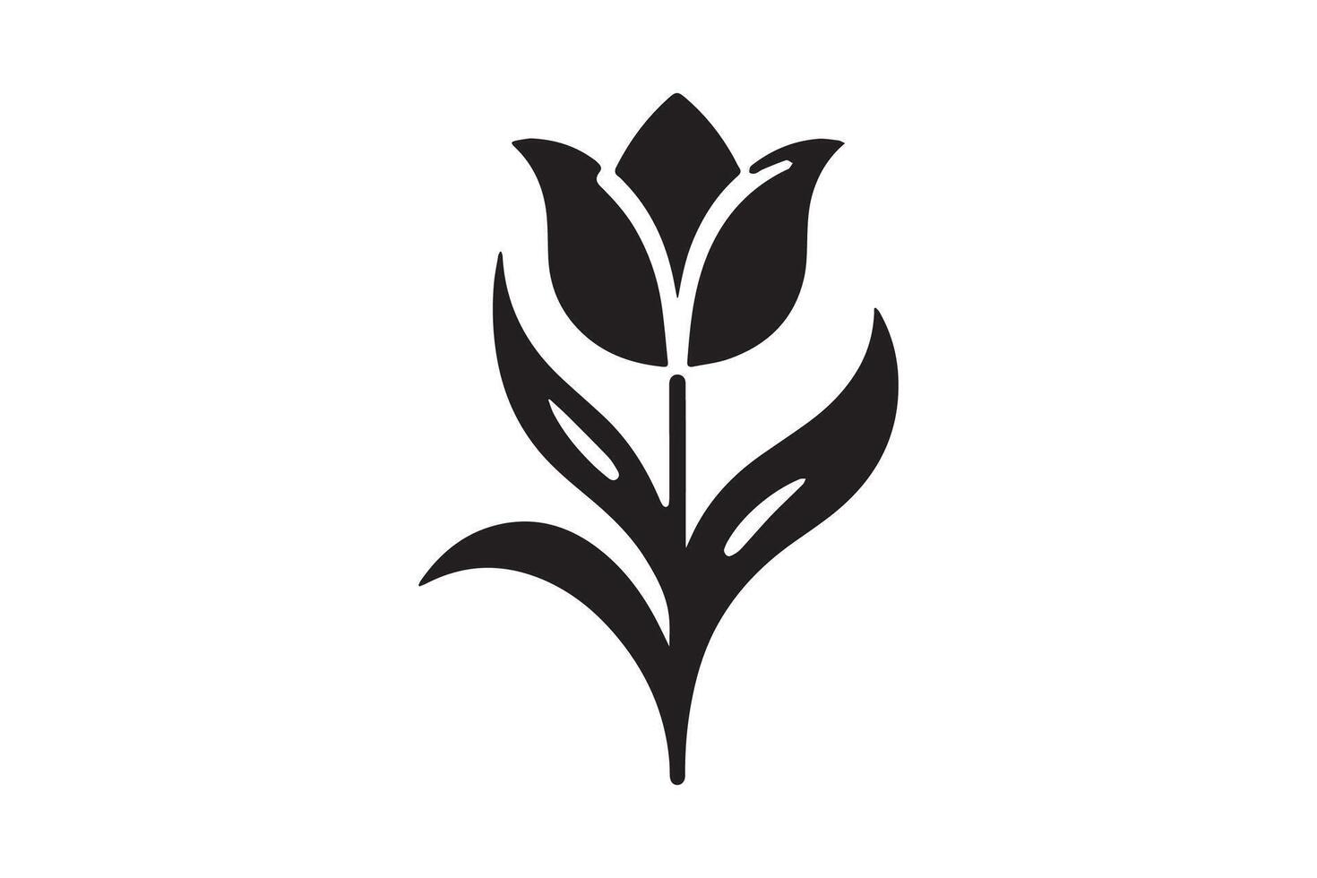 Modern Minimalistic tulip silhouette isolated black color in white background, Tulip , Tulip silhouette. Isoleted art work vector