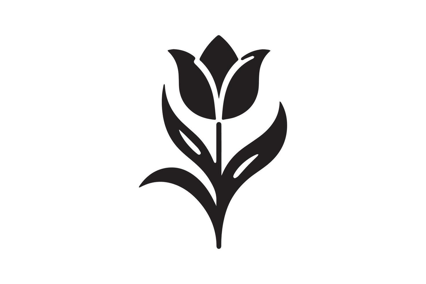 Modern Minimalistic tulip silhouette isolated black color in white background, Tulip , Tulip silhouette. Isoleted art work vector