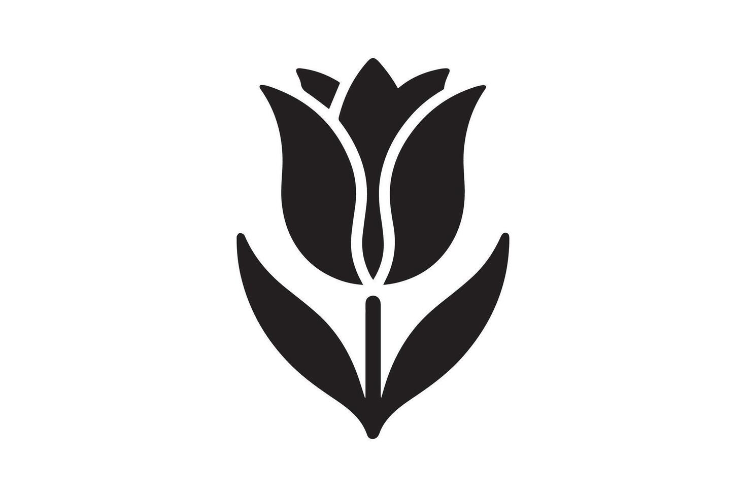 Modern Minimalistic tulip silhouette isolated black color in white background, Tulip , Tulip silhouette. Isoleted art work vector