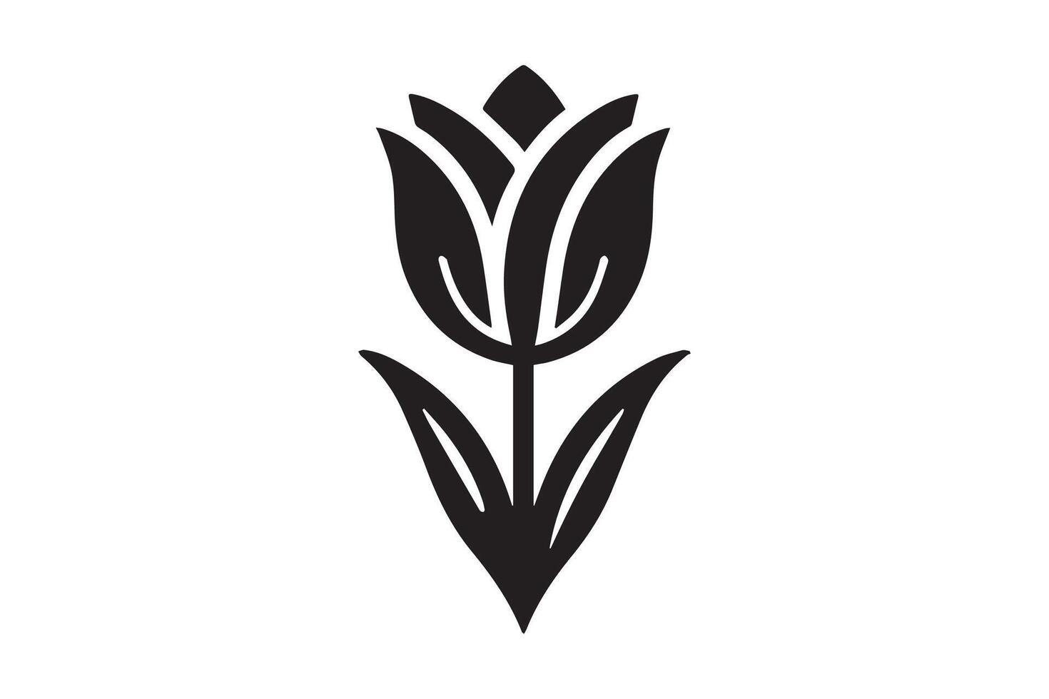 Modern Minimalistic tulip silhouette isolated black color in white background, Tulip , Tulip silhouette. Isoleted art work vector