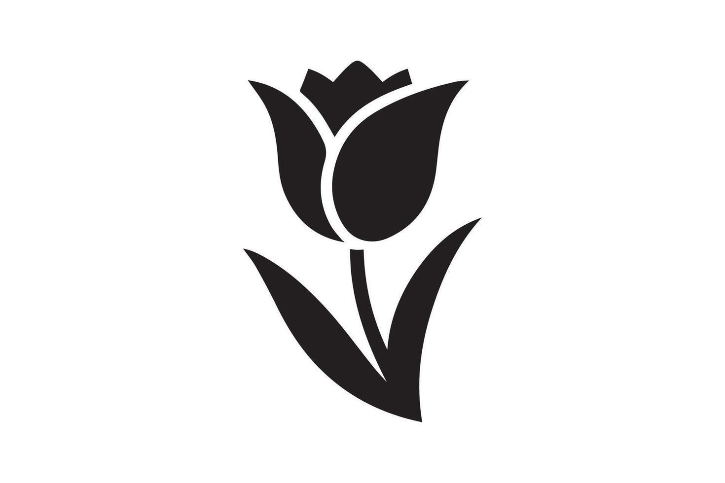 Modern Minimalistic tulip silhouette isolated black color in white background, Tulip , Tulip silhouette. Isoleted art work vector