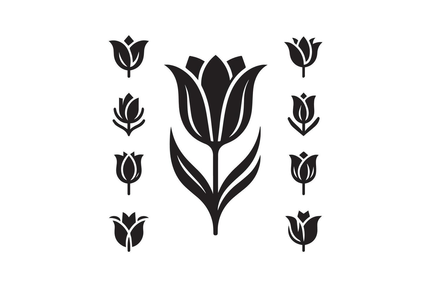 Modern Minimalistic tulip silhouette isolated black color in white background, Tulip , Tulip silhouette. Isoleted art work vector