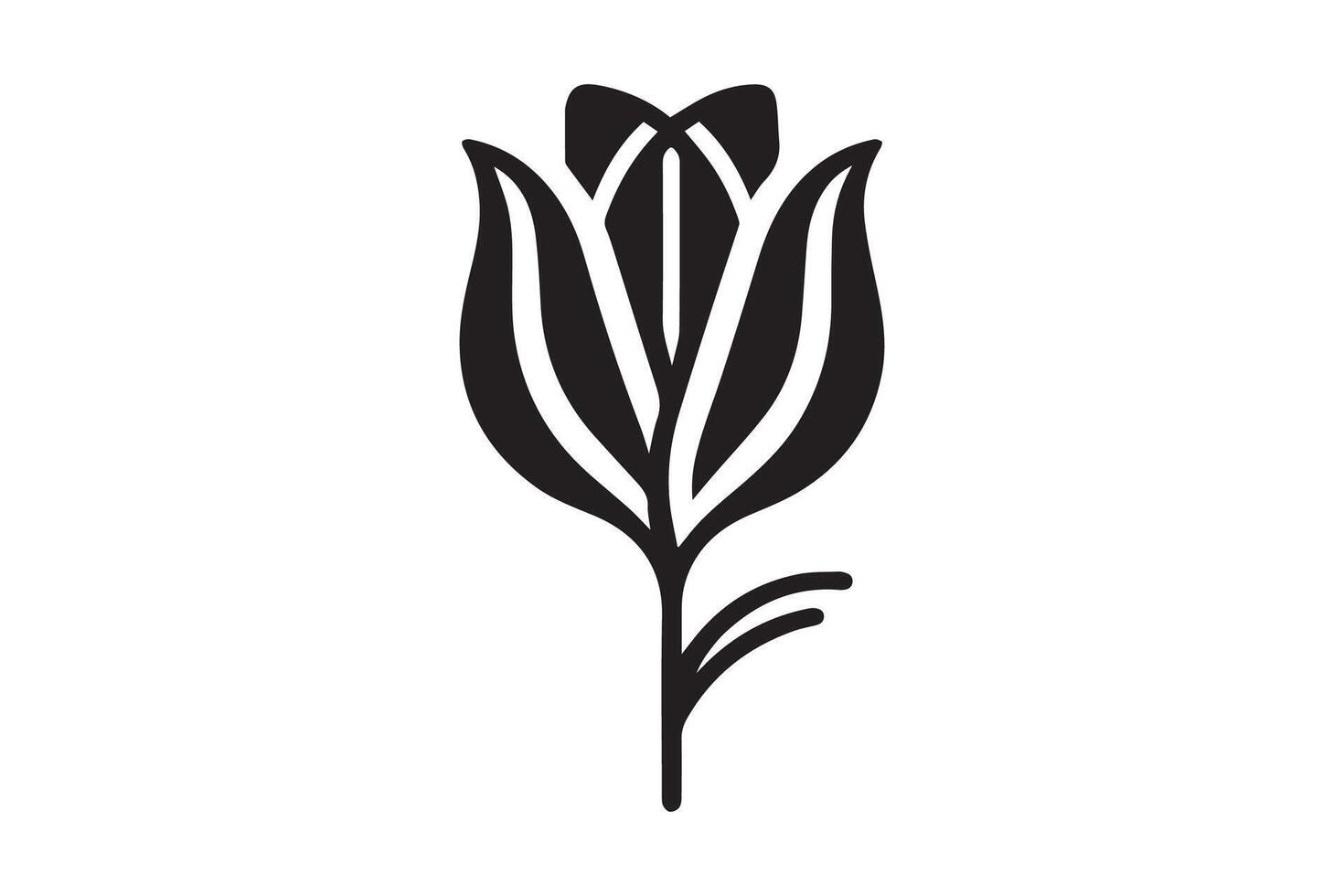 Modern Minimalistic tulip silhouette isolated black color in white background, Tulip , Tulip silhouette. Isoleted art work vector