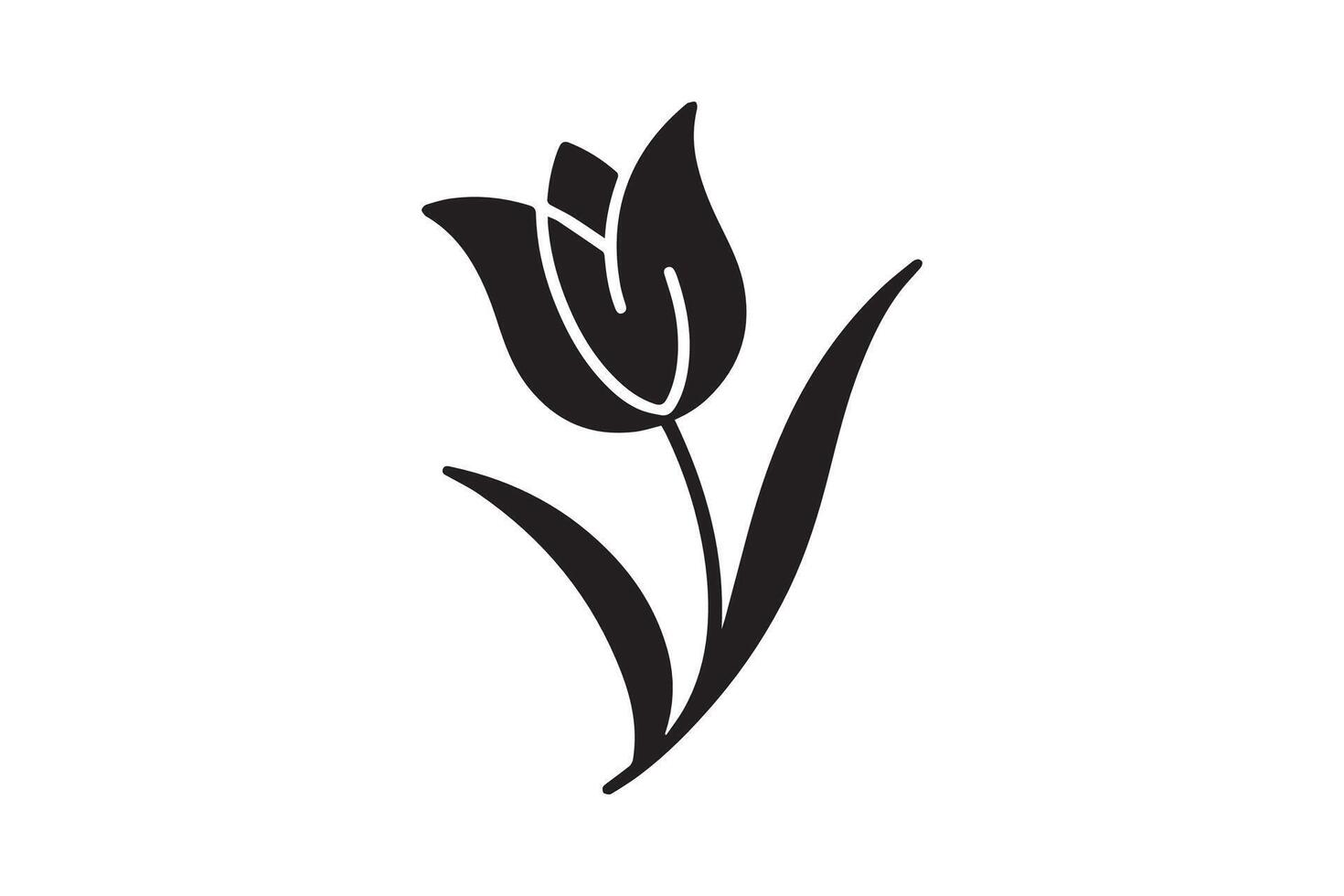 Modern Minimalistic tulip silhouette isolated black color in white background, Tulip , Tulip silhouette. Isoleted art work vector