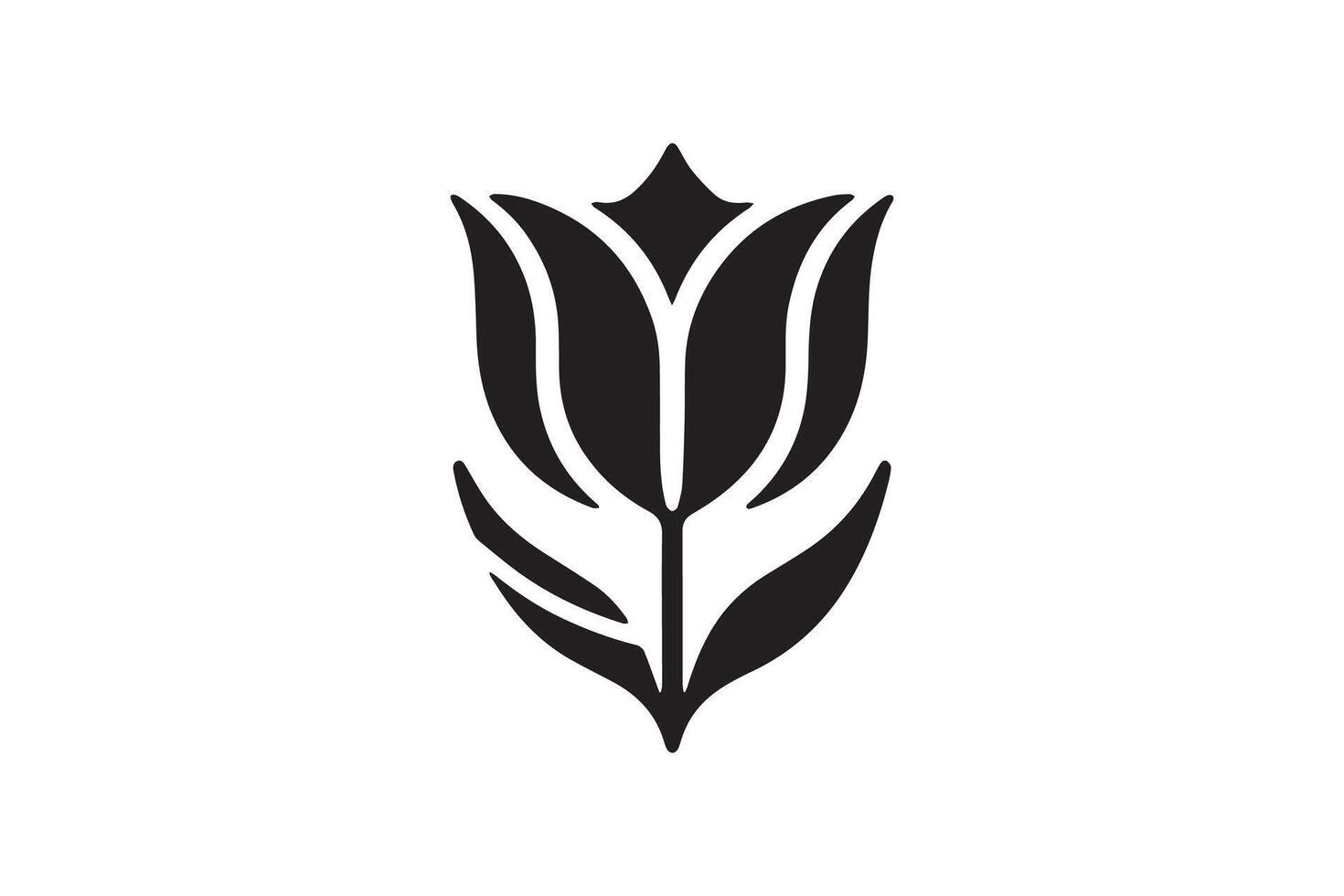Modern Minimalistic tulip silhouette isolated black color in white background, Tulip , Tulip silhouette. Isoleted art work vector