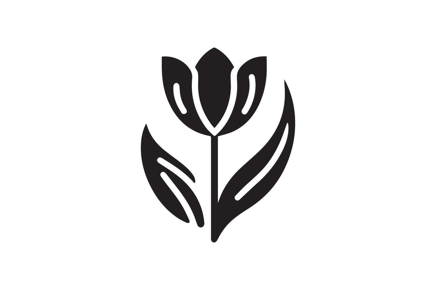 Modern Minimalistic tulip silhouette isolated black color in white background, Tulip , Tulip silhouette. Isoleted art work vector