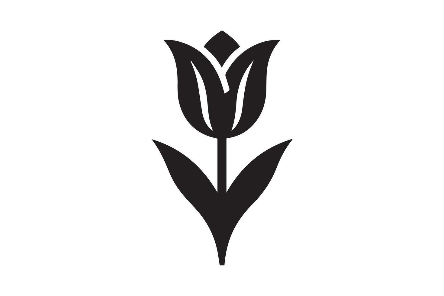 Modern Minimalistic tulip silhouette isolated black color in white background, Tulip , Tulip silhouette. Isoleted art work vector