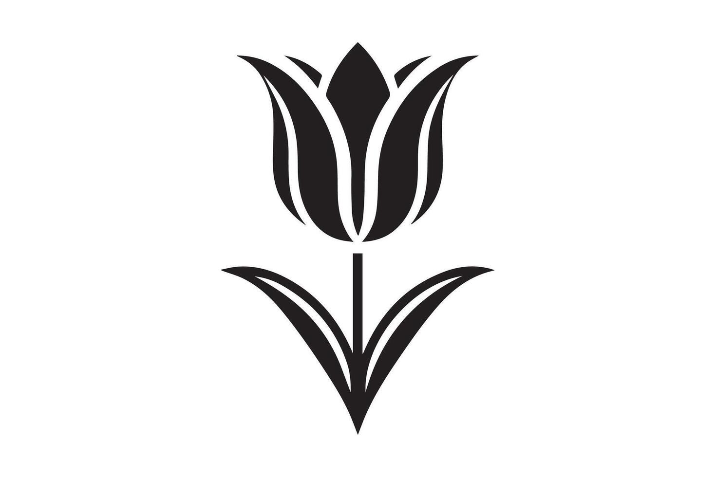 Modern Minimalistic tulip silhouette isolated black color in white background, Tulip , Tulip silhouette. Isoleted art work vector