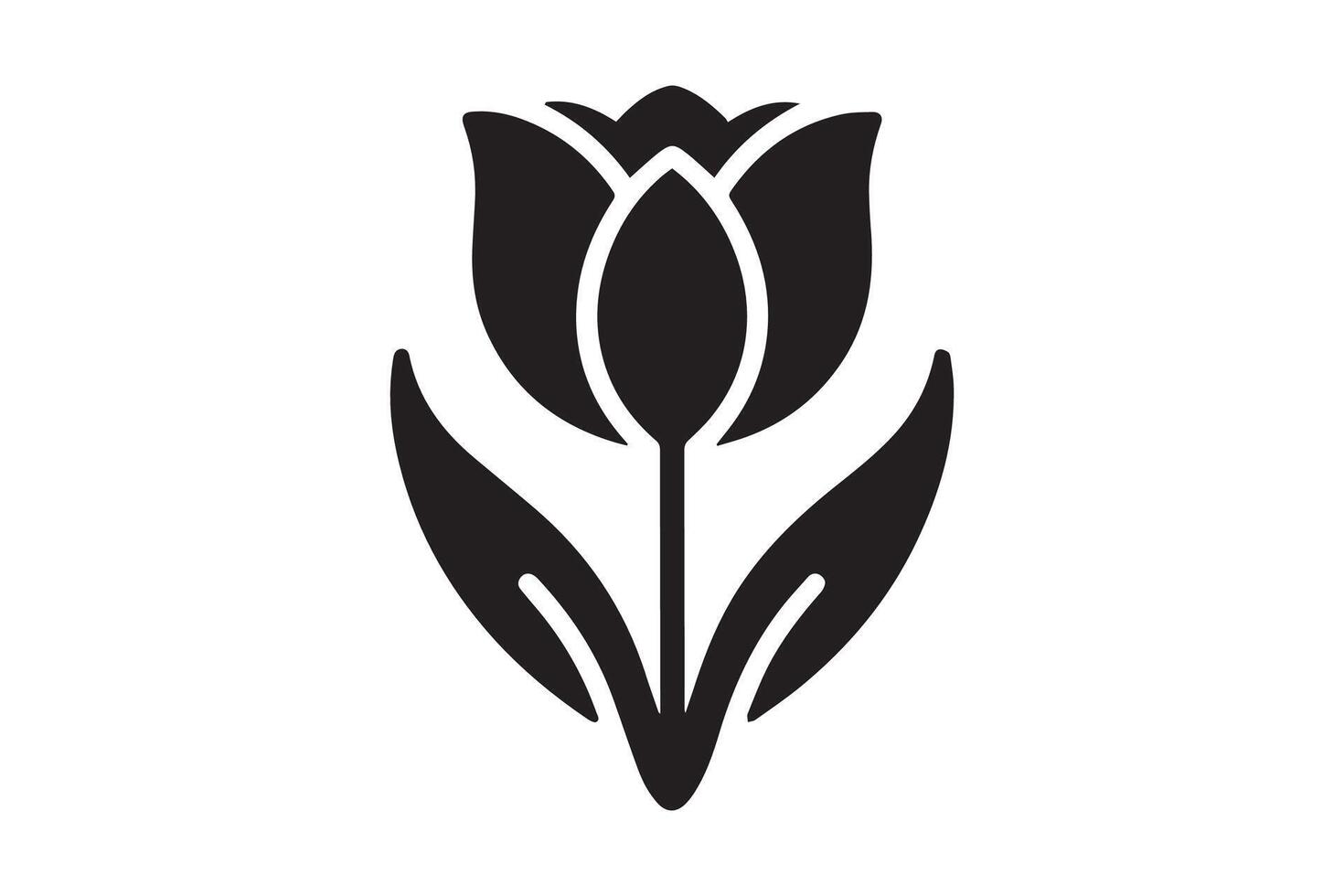 Modern Minimalistic tulip silhouette isolated black color in white background, Tulip , Tulip silhouette. Isoleted art work vector