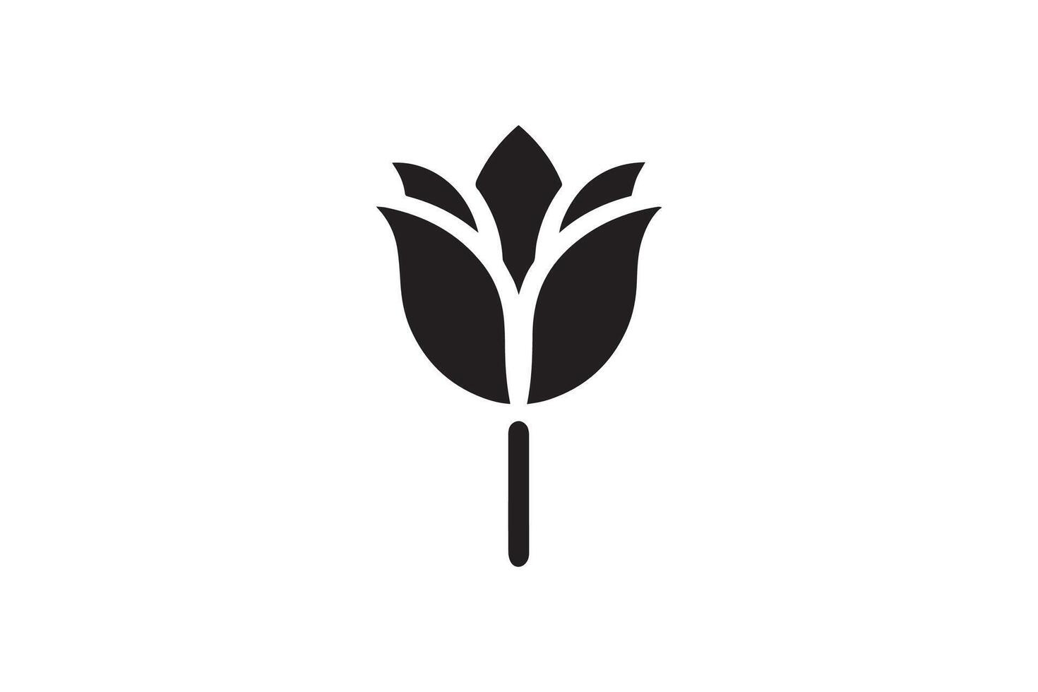 Modern Minimalistic tulip silhouette isolated black color in white background, Tulip , Tulip silhouette. Isoleted art work vector