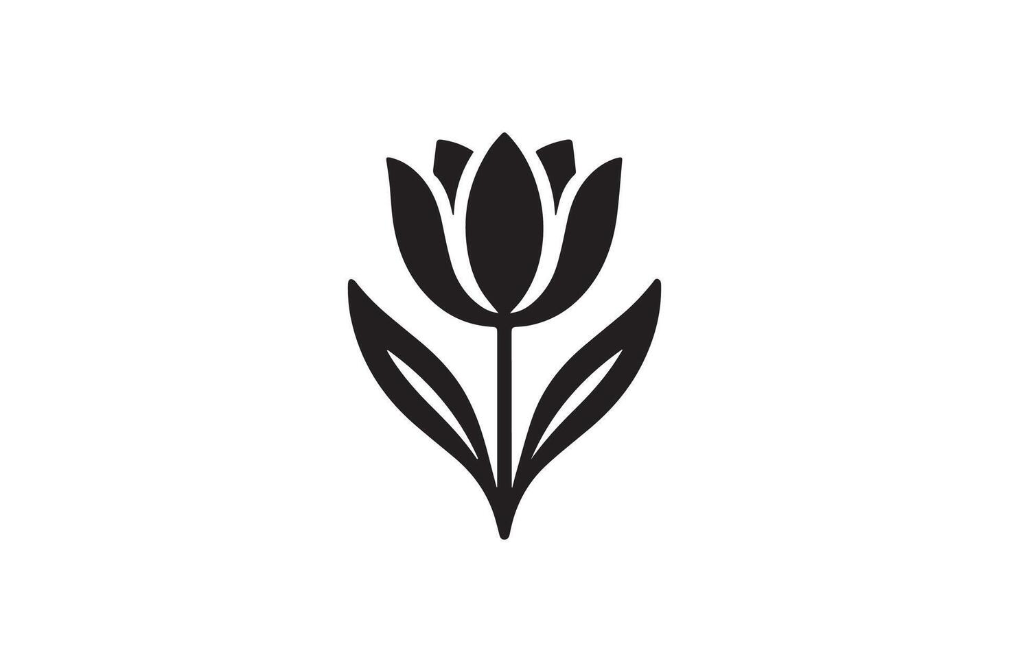 Modern Minimalistic tulip silhouette isolated black color in white background, Tulip , Tulip silhouette. Isoleted art work vector