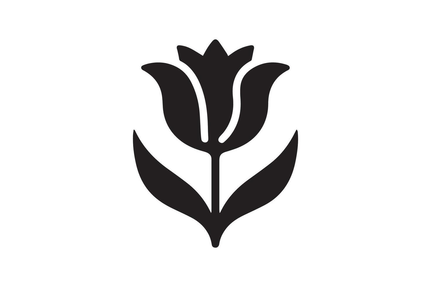 Modern Minimalistic tulip silhouette isolated black color in white background, Tulip , Tulip silhouette. Isoleted art work vector