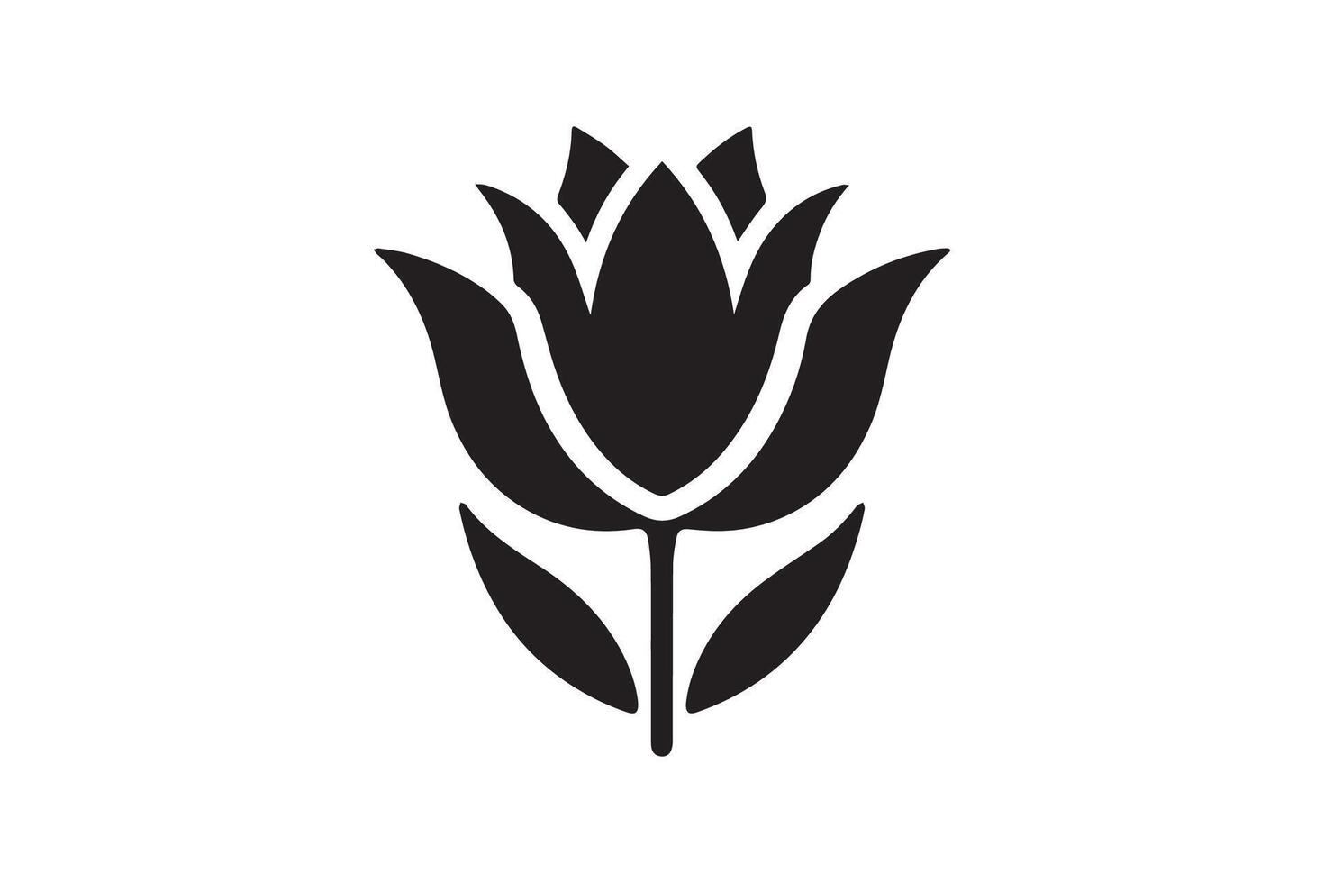 Modern Minimalistic tulip silhouette isolated black color in white background, Tulip , Tulip silhouette. Isoleted art work vector