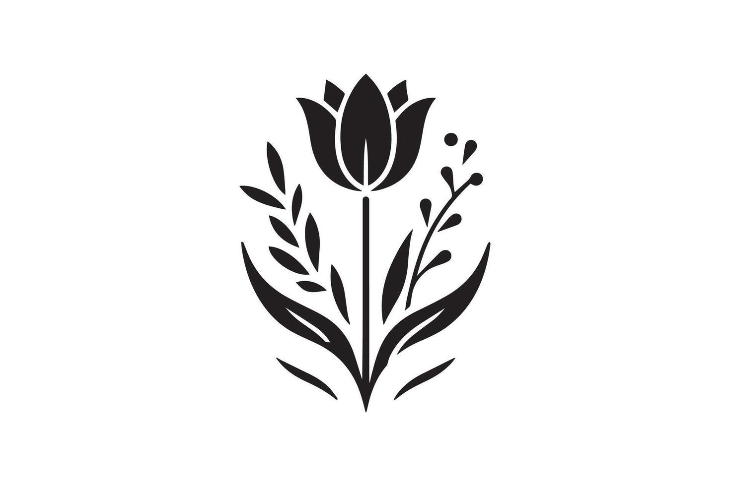 Modern Minimalistic tulip silhouette isolated black color in white background, Tulip , Tulip silhouette. Isoleted art work vector
