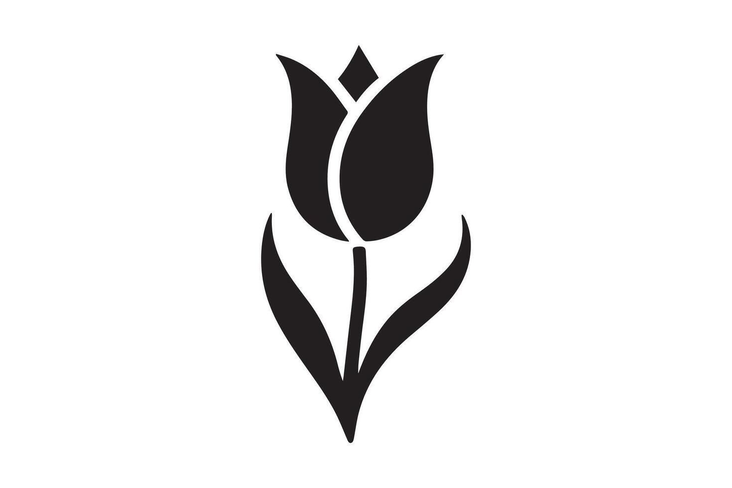 Modern Minimalistic tulip silhouette isolated black color in white background, Tulip , Tulip silhouette. Isoleted art work vector