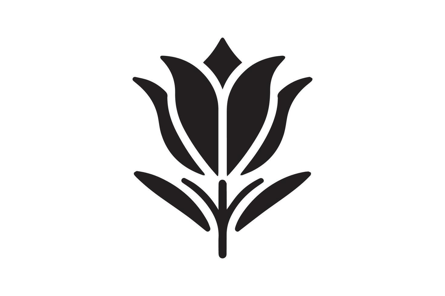Modern Minimalistic tulip silhouette isolated black color in white background, Tulip , Tulip silhouette. Isoleted art work vector