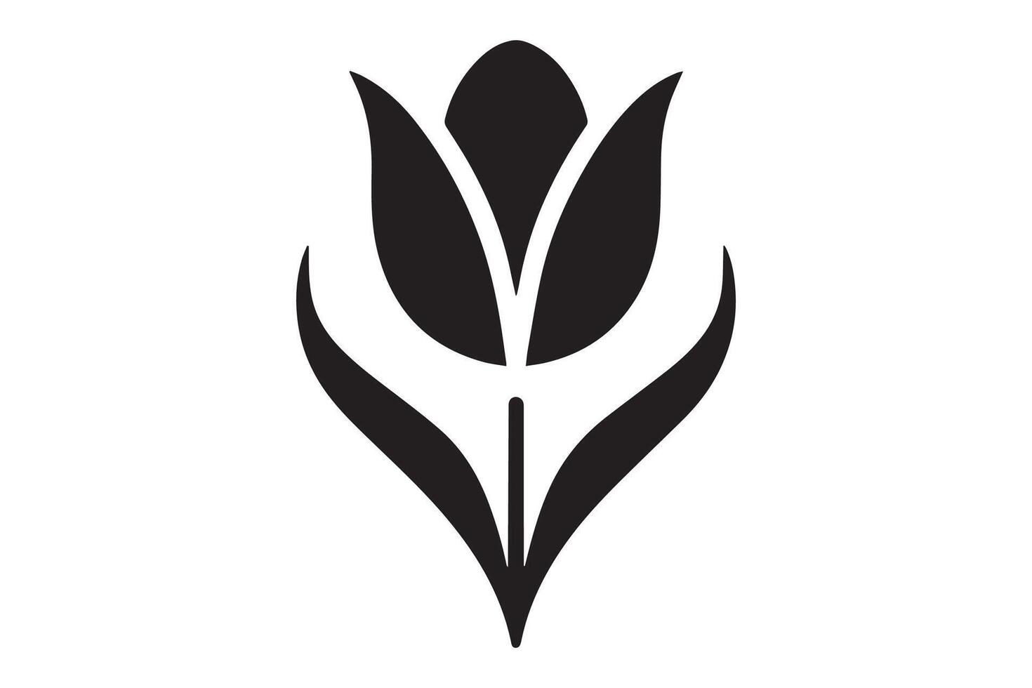 Modern Minimalistic tulip silhouette isolated black color in white background, Tulip , Tulip silhouette. Isoleted art work vector