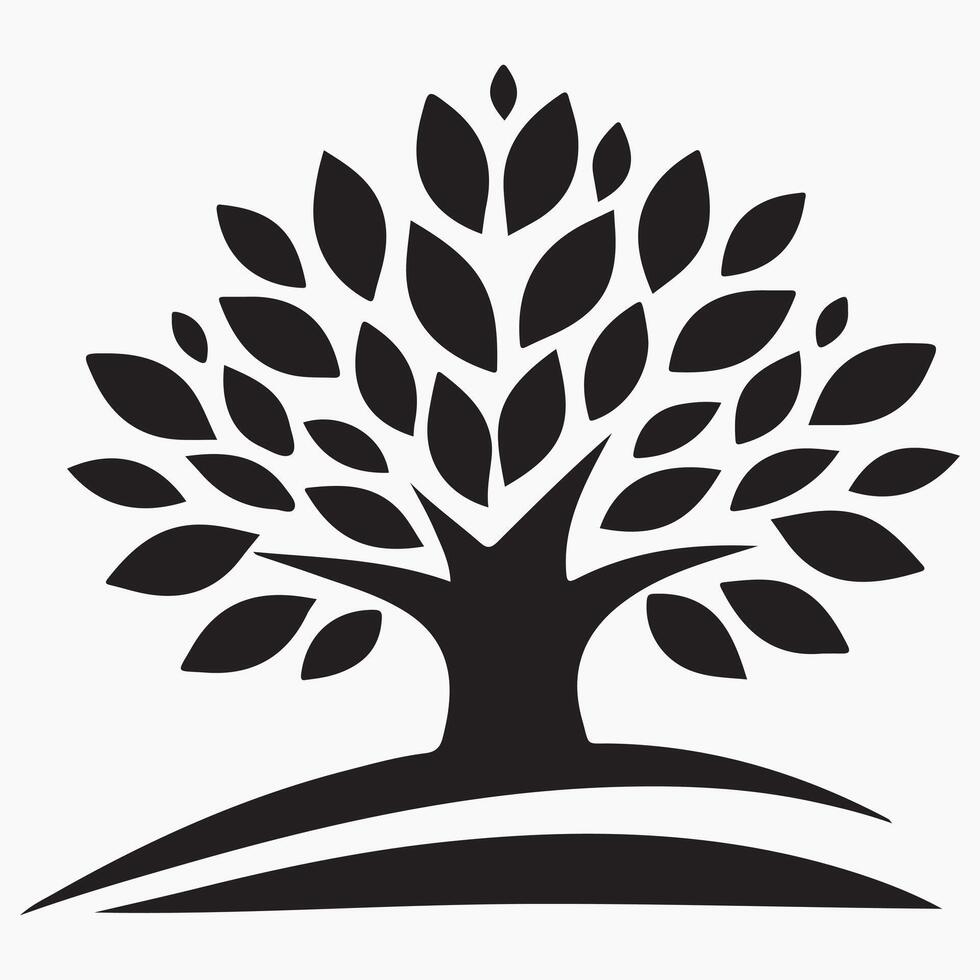 Tree silhouette. Tree silhouettes on white background. illustration. tree in continuous line drawing minimalist style, food illustration.tree in continuous line drawing minimalist style, food. vector