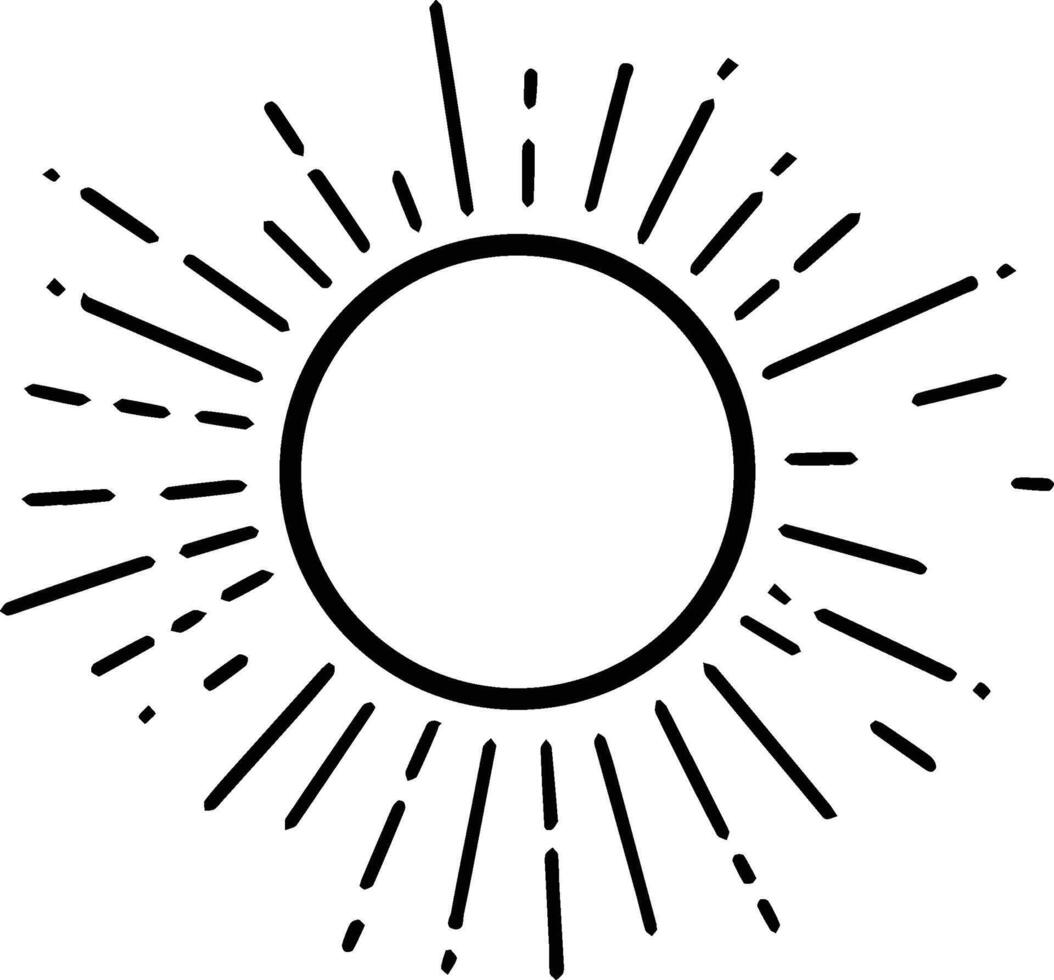 Sun continuous one line art drawing. Sun Silhouette. Sun Line art Design. Summer sun contour line sign. illustration isolated on white. vector