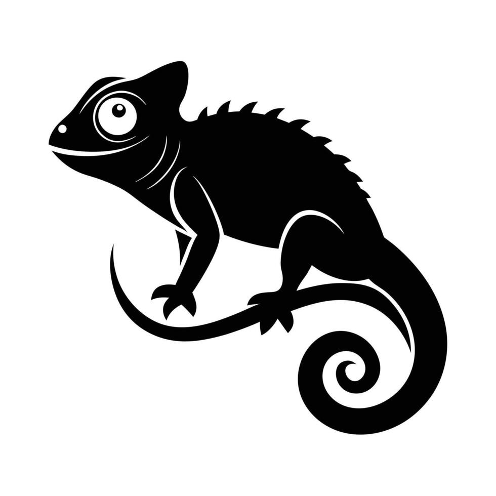 Chameleon silhouette, Chameleon illustration, Chameleon isolated on white background. chameleon silhouette illustration. vector