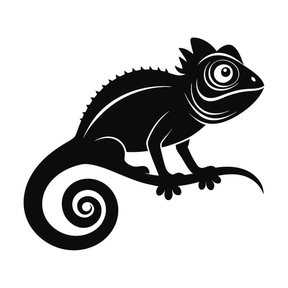 Chameleon silhouette, Chameleon illustration, Chameleon isolated on white background. chameleon silhouette illustration. vector