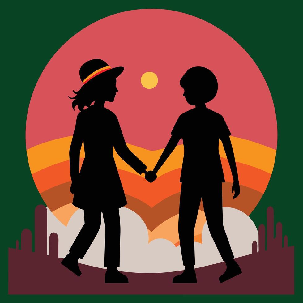 Two young women holding hands. Happy Friendship Day. Two friends Shaking hands. friends holding hands. vector