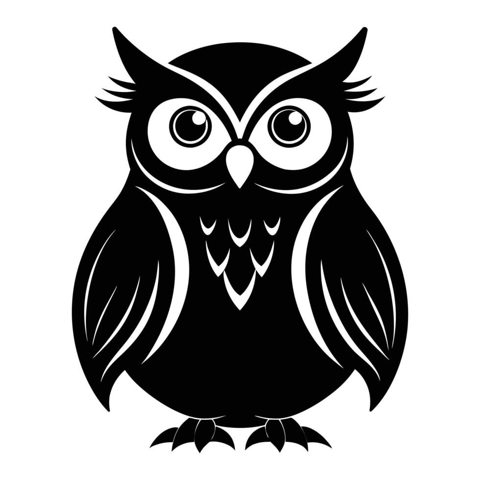Silhouette of a bird on white Background. Owl line art of abstract art design, minimal bird line logo icon illustration isolated on white background. Bird Silhouette Art illustration. vector
