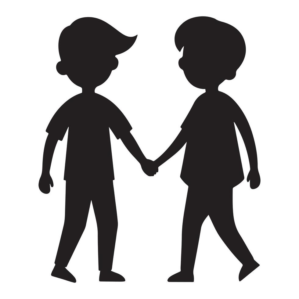 Two young women holding hands. Happy Friendship Day. Two friends Shaking hands. friends holding hands. vector
