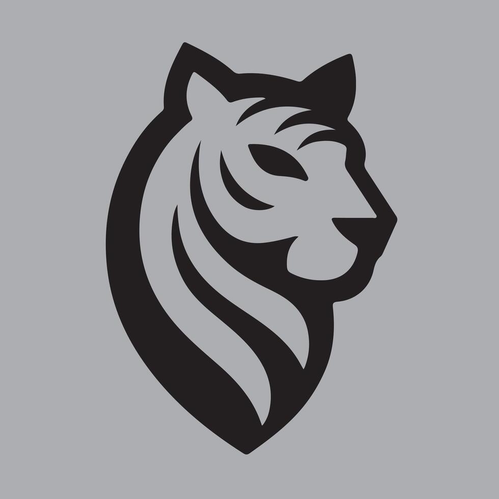 Tiger heads black and white. Silhouette svg shapes of tigers illustration. simple minimalist tiger head wild animal logo illustration template design. vector