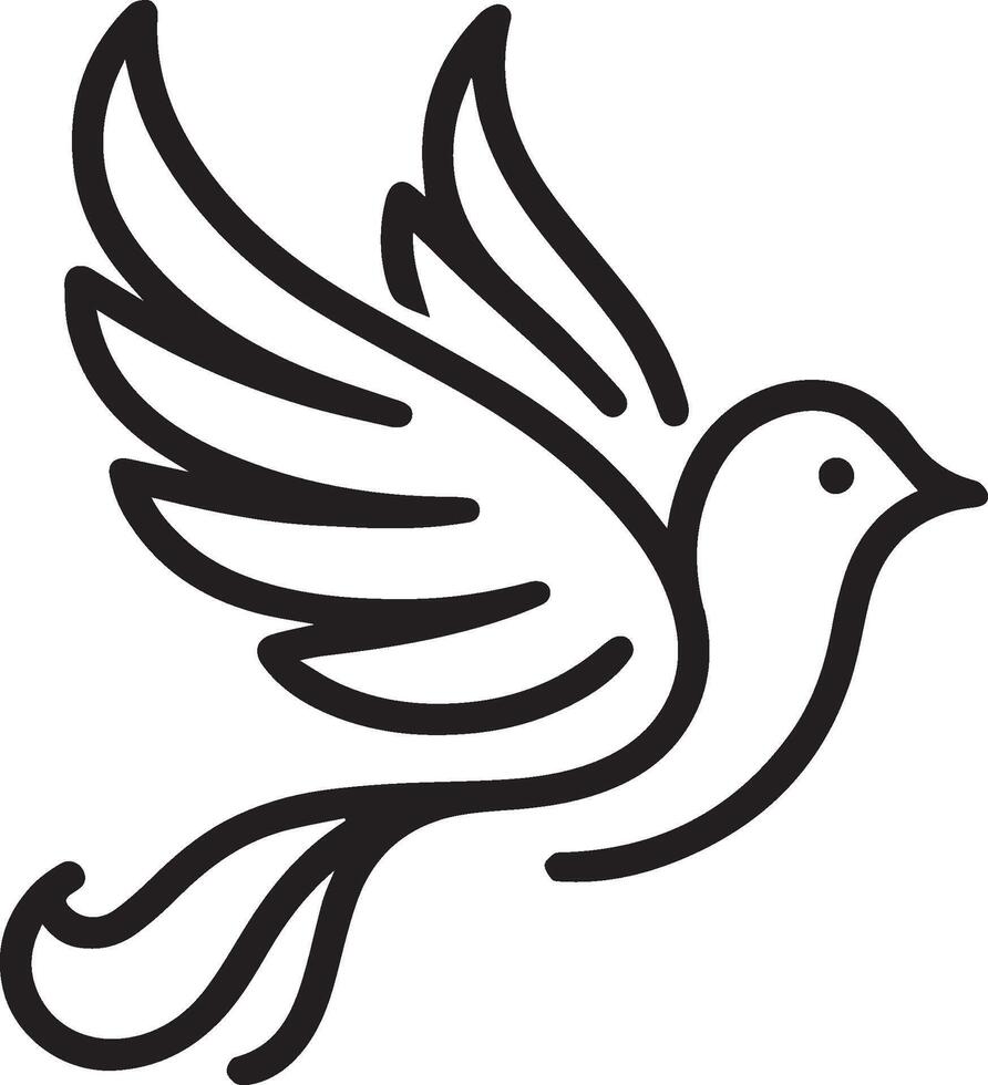 Bird continuous line drawing element isolated on white background for decorative element. illustration of animal form in trendy outline style. Bird Silhouette. Bird Line Art. vector
