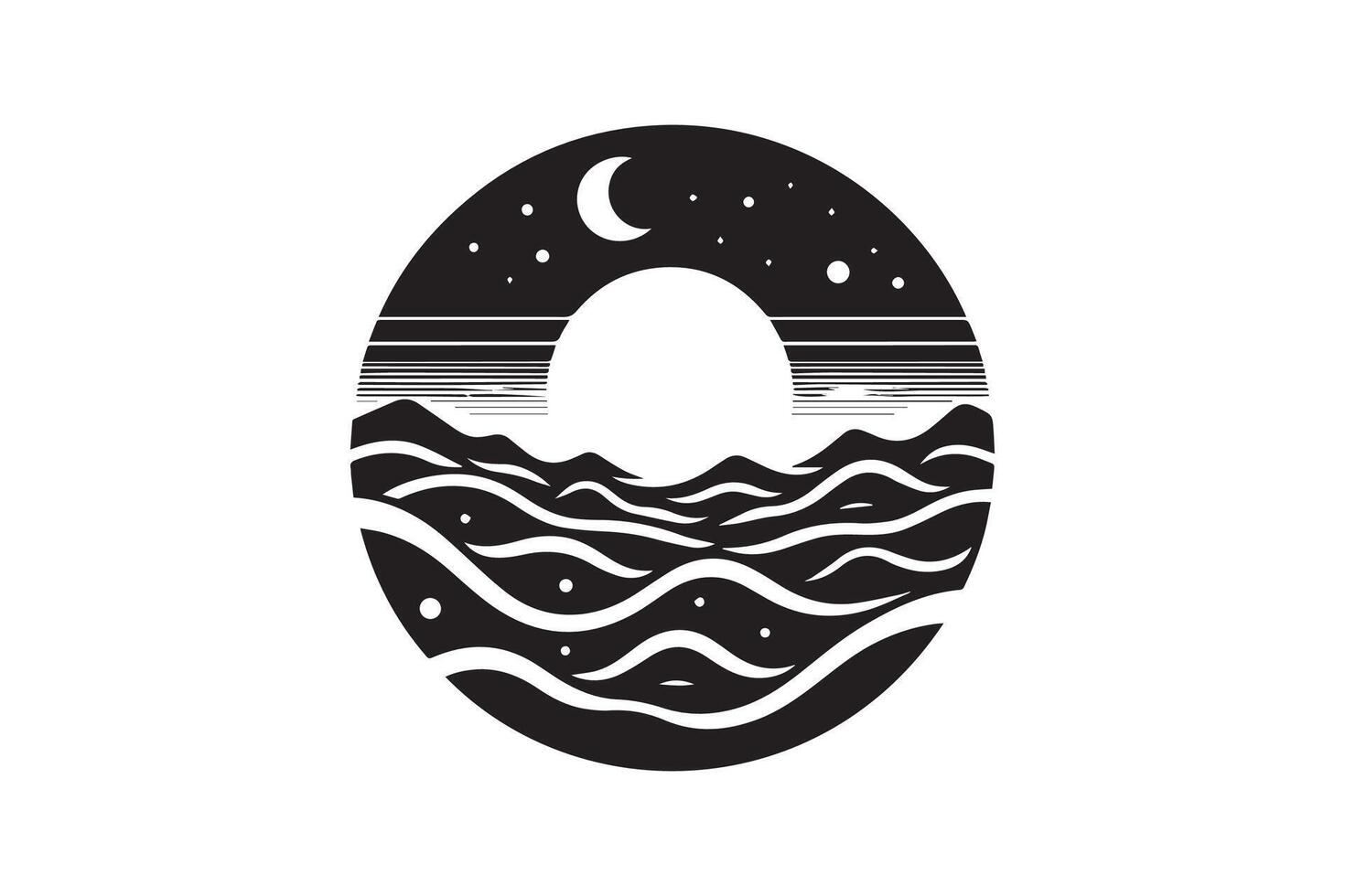 Awesome Wave of ocean silhouette black color in white background vector