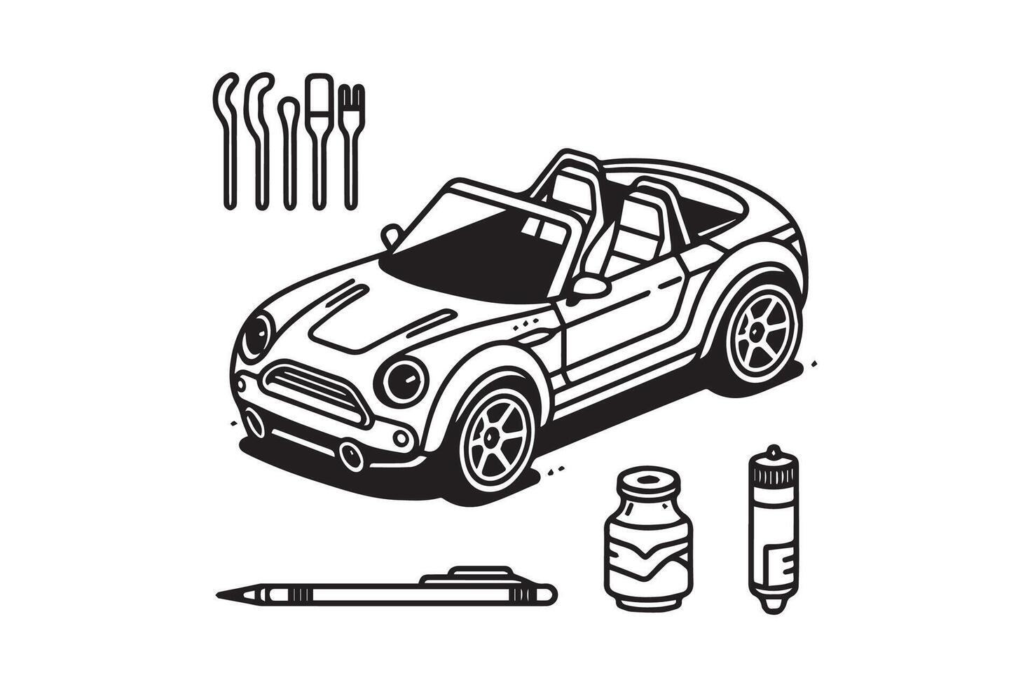 Simple and easy car coloring page for kids and Toddler. car coloring books for kids vector