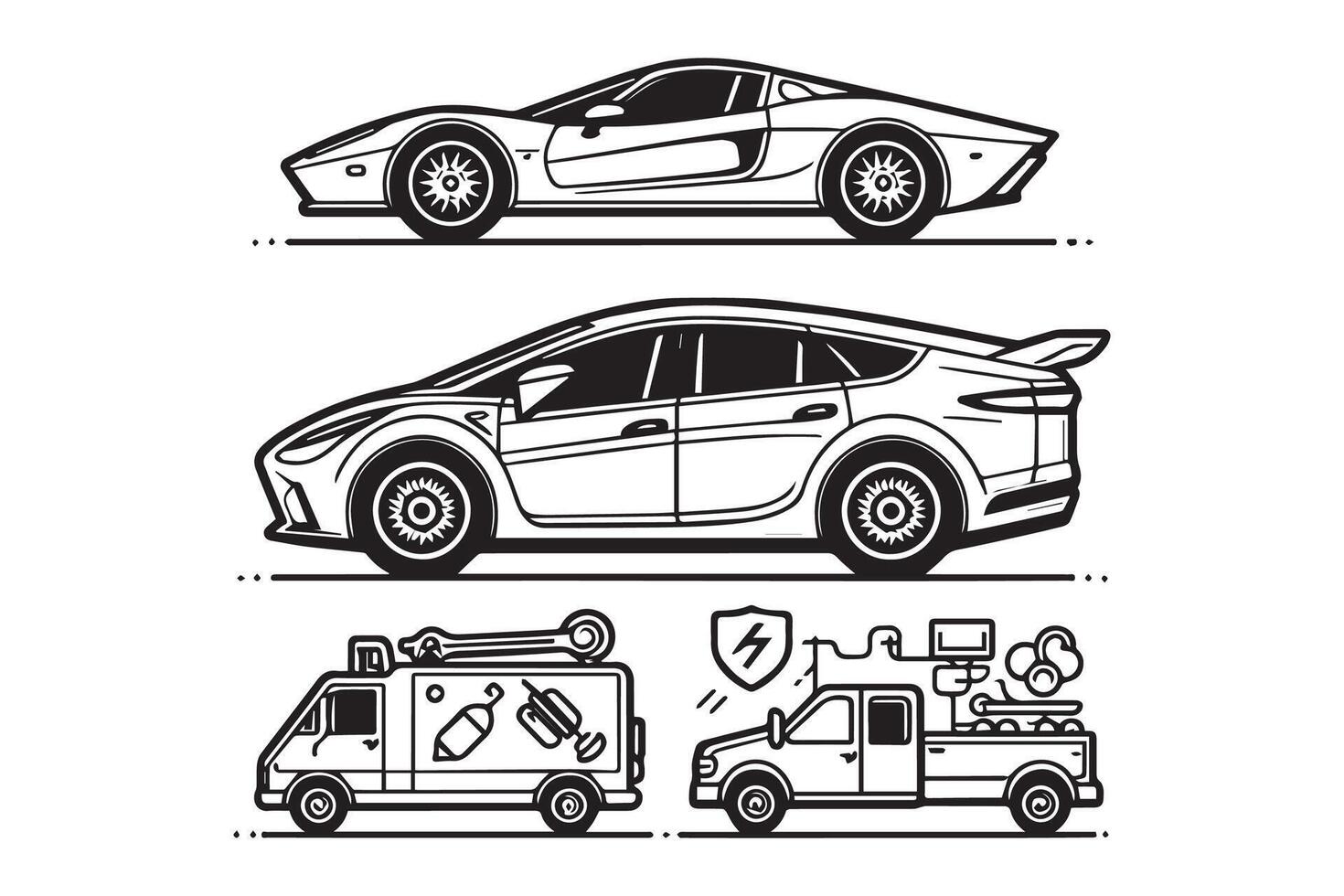 Simple and easy car coloring page for kids and Toddler. car coloring books for kids vector