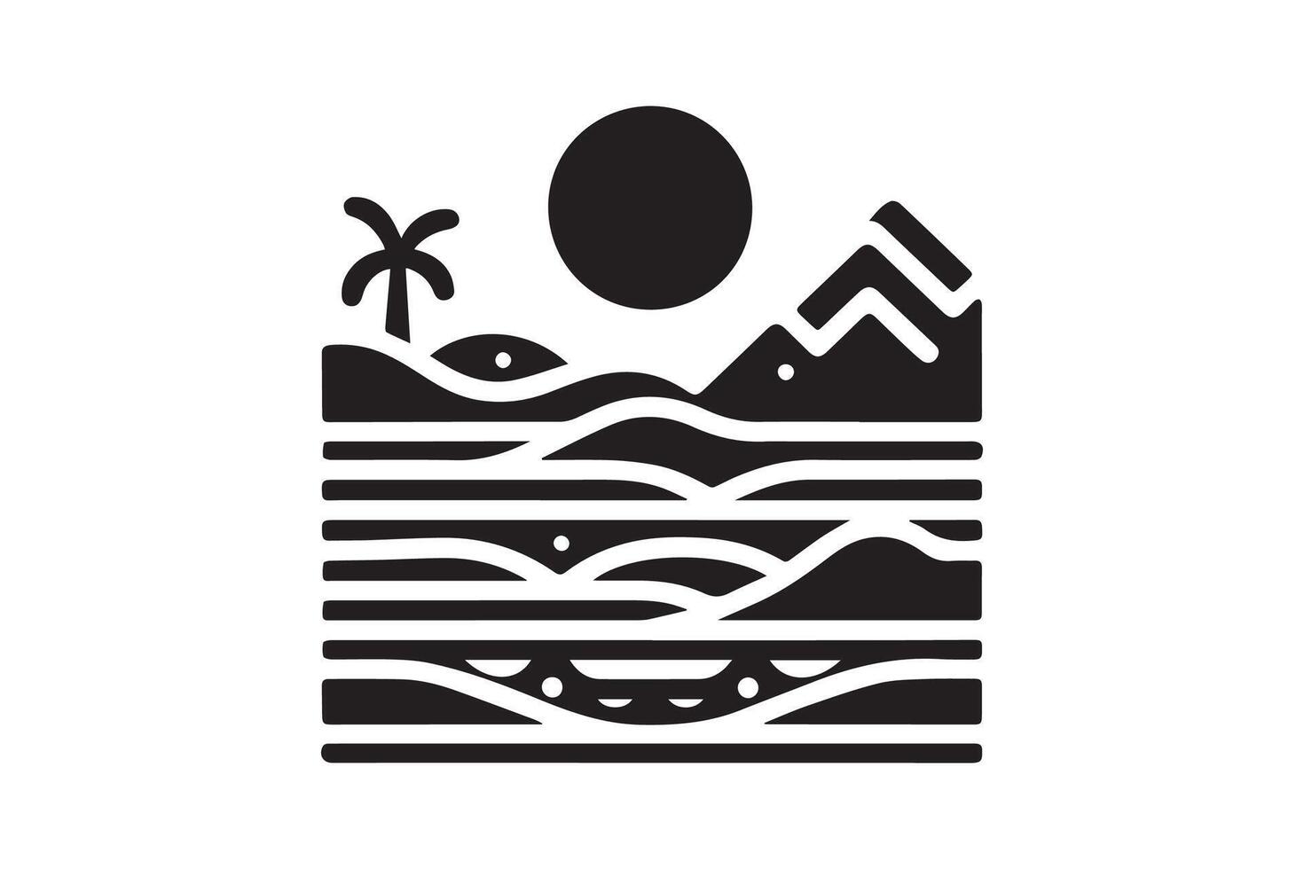 Awesome Wave of ocean silhouette black color in white background vector