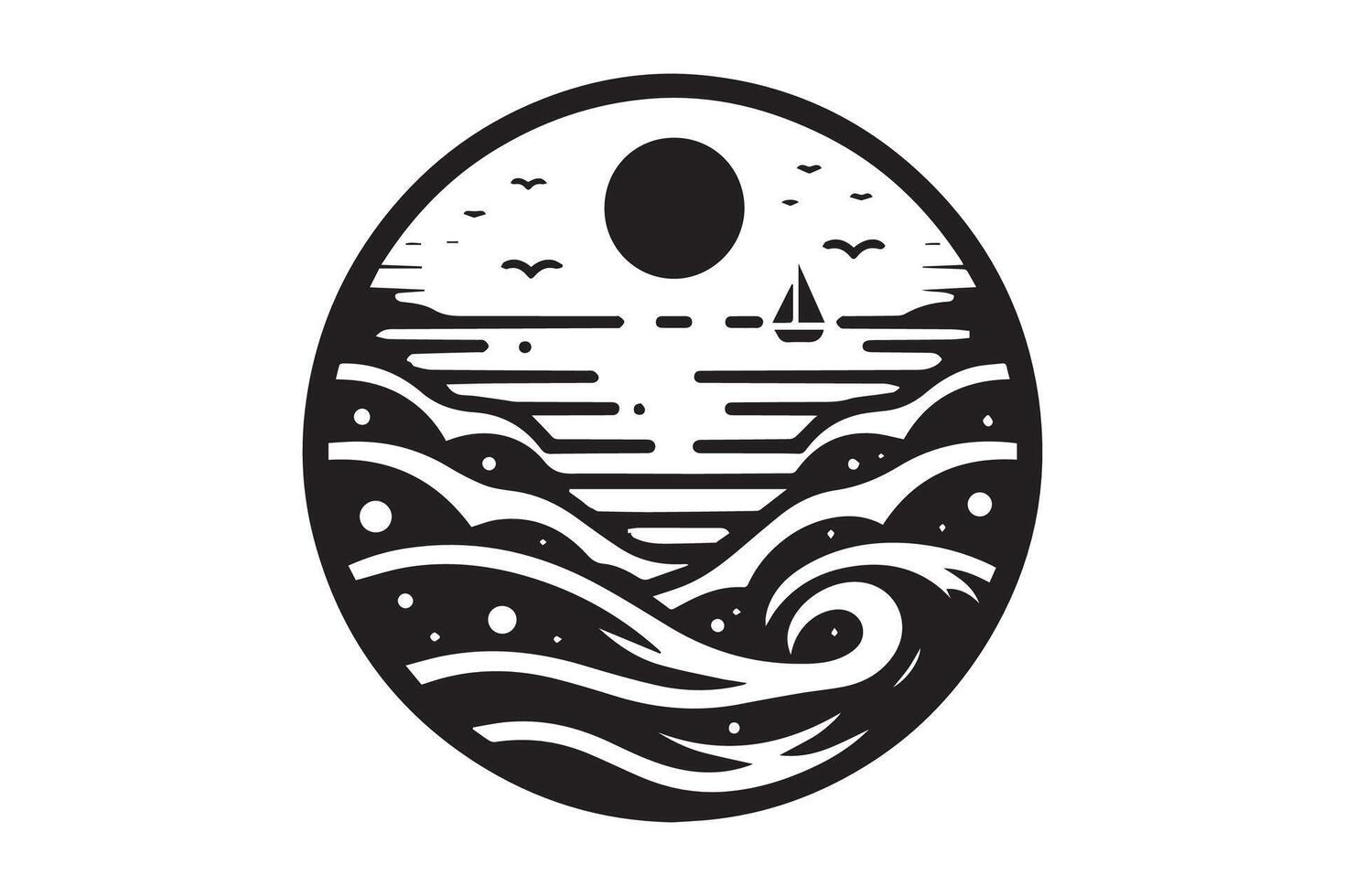 Awesome Wave of ocean silhouette black color in white background vector