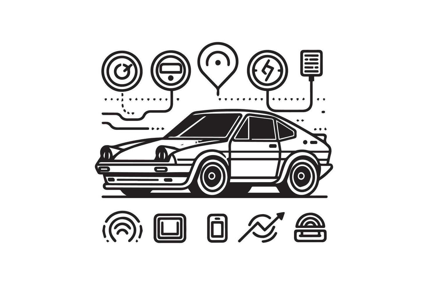 Simple and easy car coloring page for kids and Toddler. car coloring books for kids vector