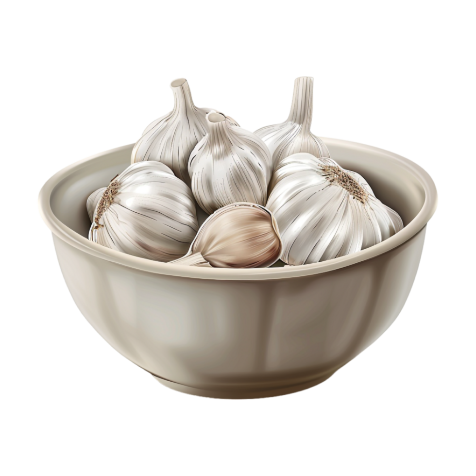 Garlic in a Bowl on Transparent Background png