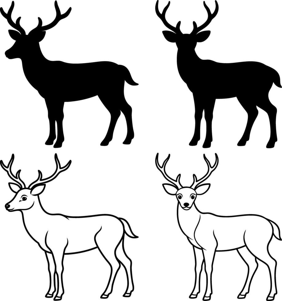 Deer Silhouettes . vector