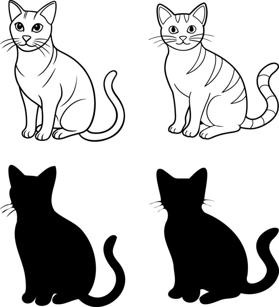 Cat Silhouettes . vector