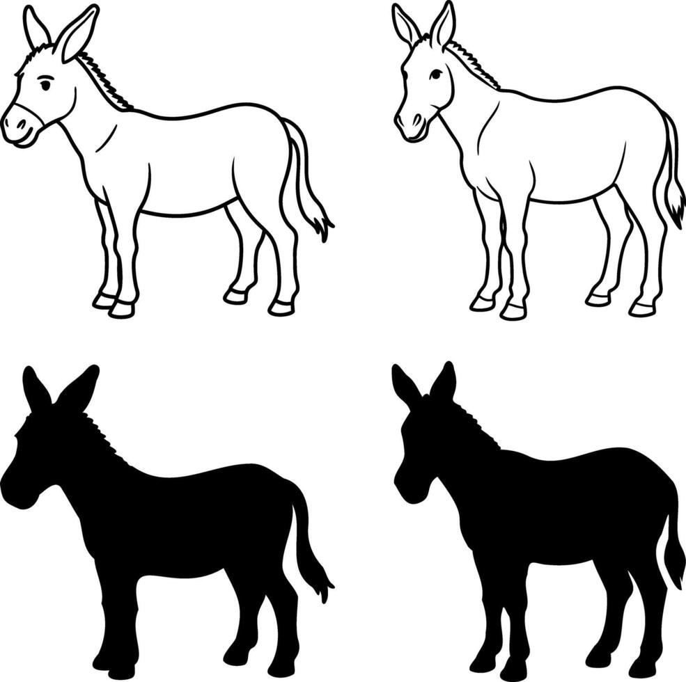 Silhouettes Illustration of Donkey vector