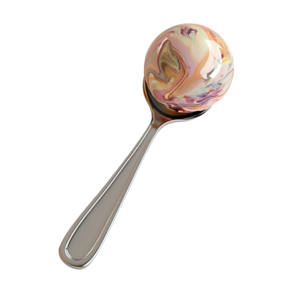 Ice Cream on Spoon on Transparent Background png