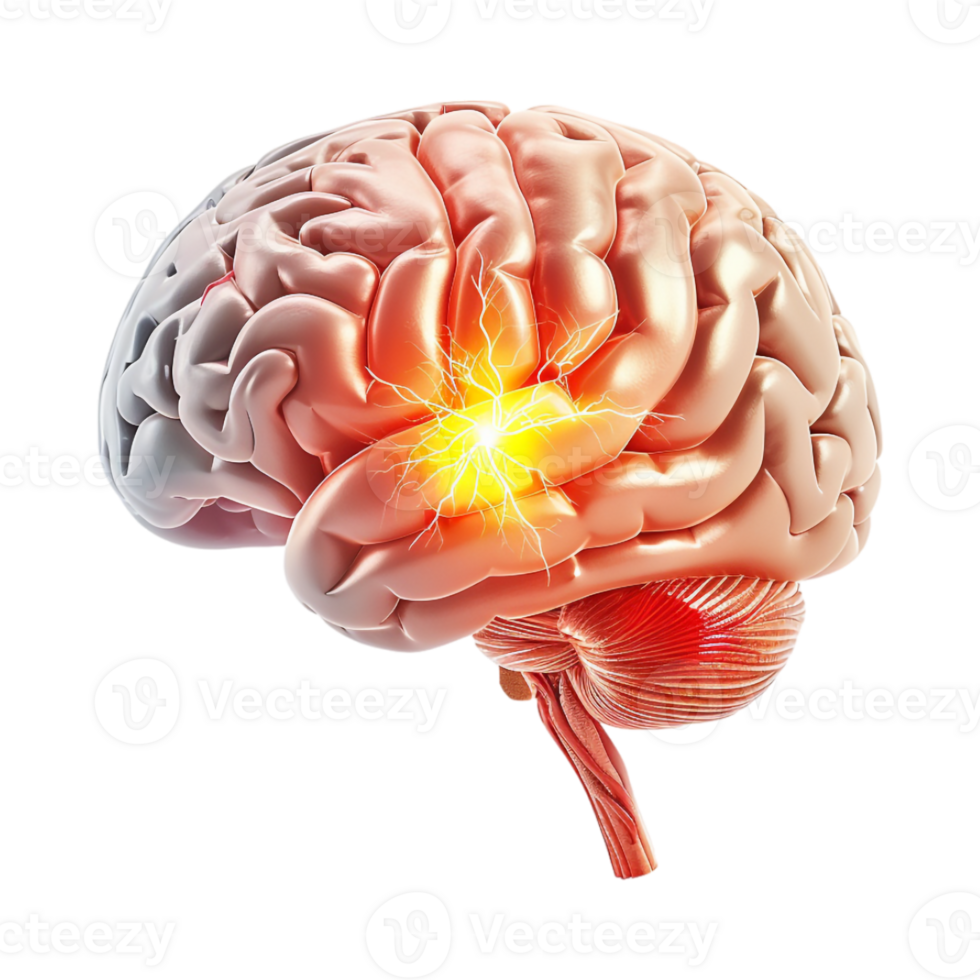 3D Human Brain on Transparent Background png