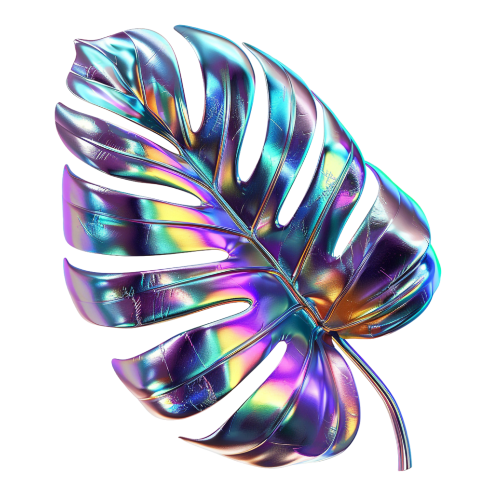 Shiny Colorful Palm Leaves on Transparent Background png